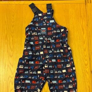 Kids' Blue and Red Car Print Waterproof Dungarees 2-3 years